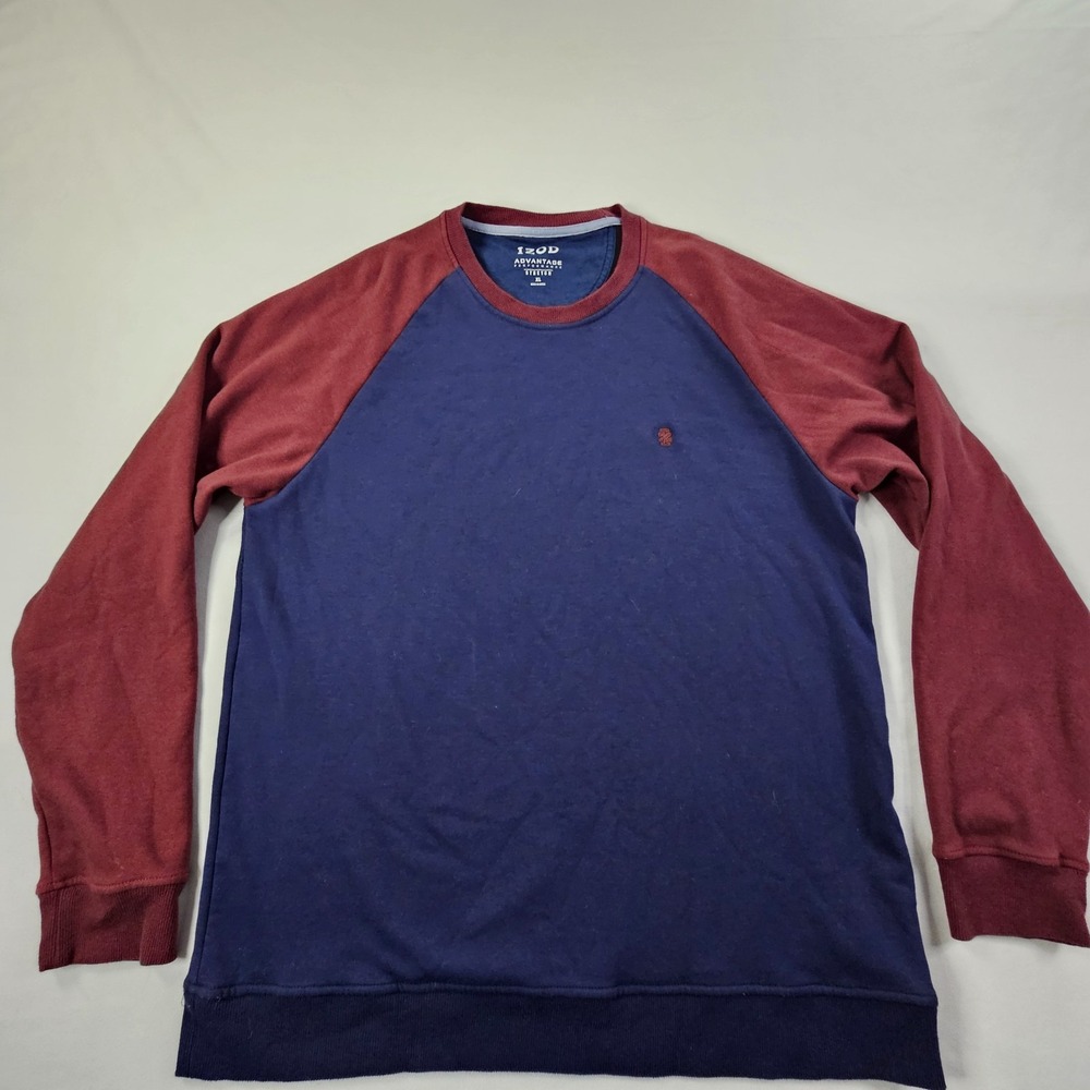 IZOD Advantage Blue Colorblock Long Sleeve Pullover Sweater Men's XL
